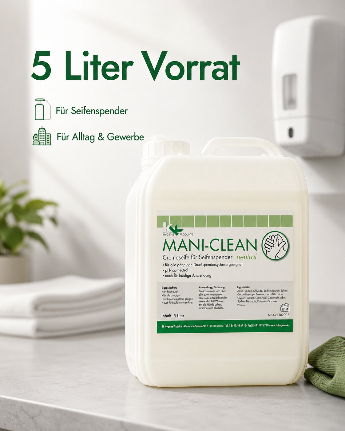 KK Mani-Clean neutral Seife | Cremeseife | 5 Liter Kanister