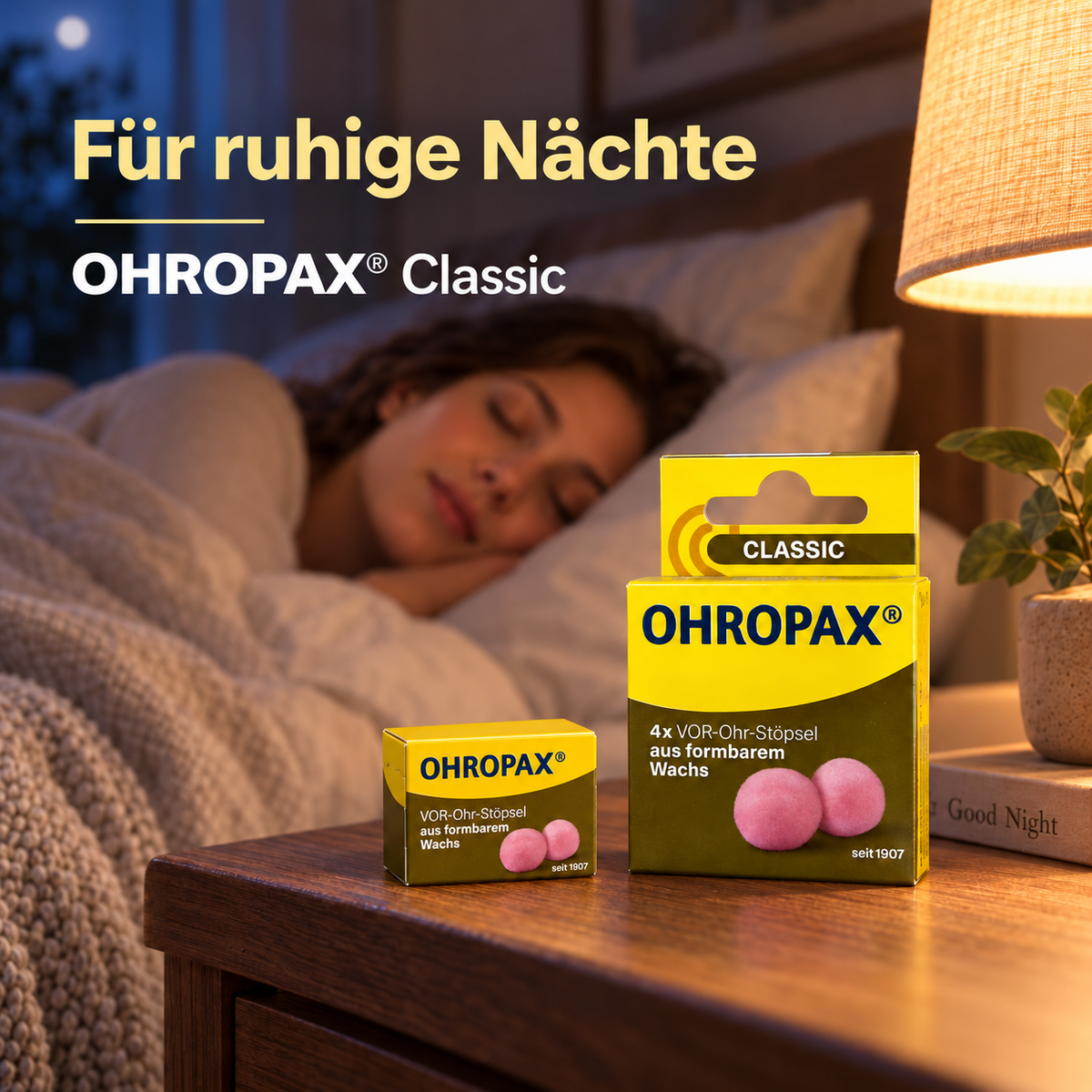 OHROPAX® Classic | Ohrstöpsel aus Wachs | Hängefaltschachtel mit 2 Dosen à 1 Paar