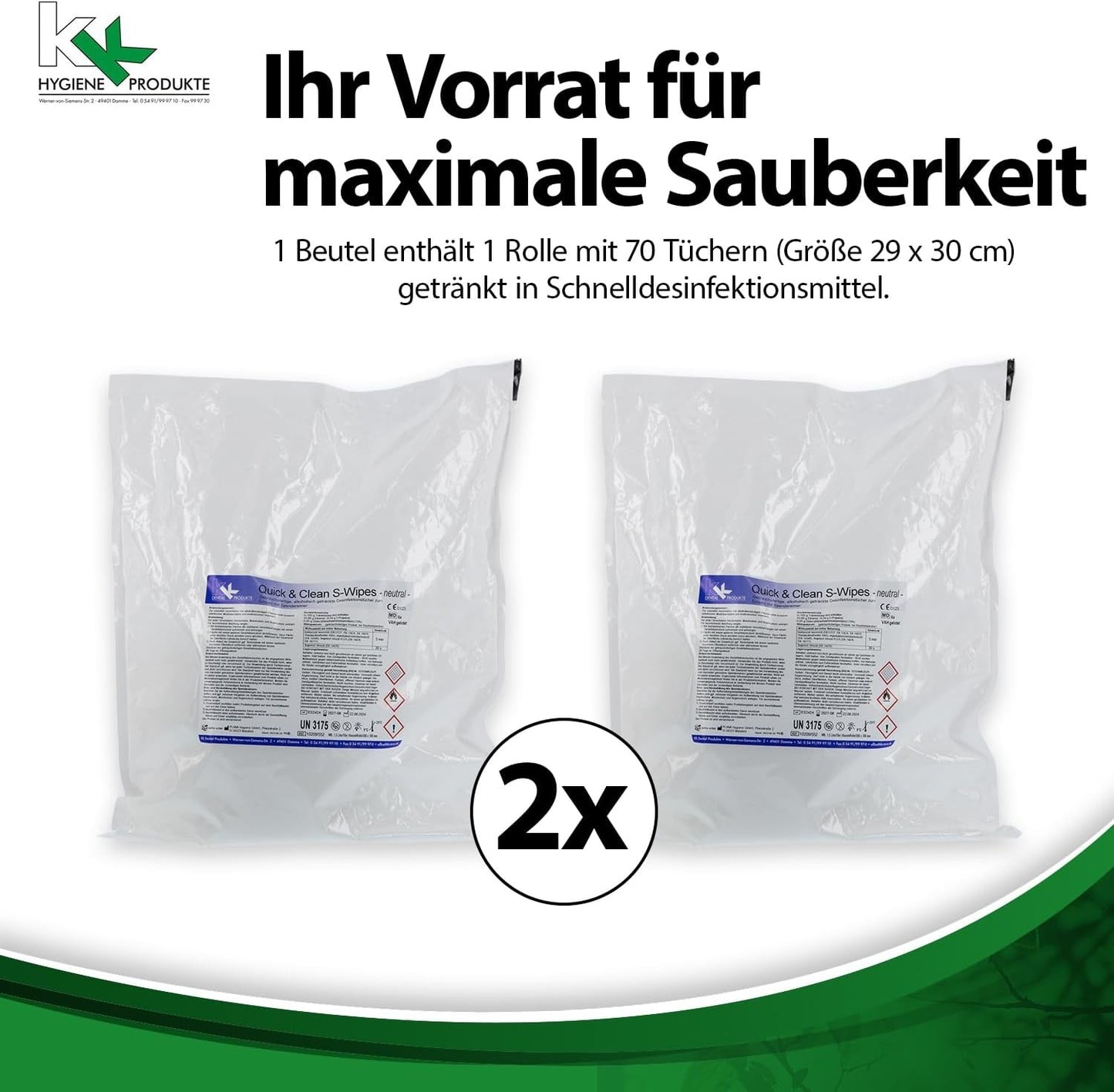 KK Quick & Clean alkoholische S-Wipes ready to use 2 x Nfb. á 70 Tücher/Rolle