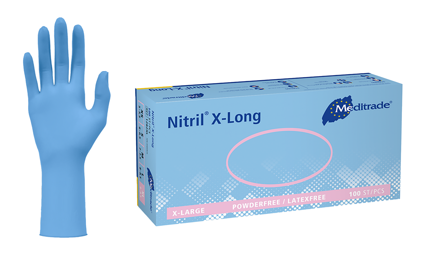Meditrade Nitrilhandschuhe Nitril® X-Long Blue XS-XL 100 Stück/Box
