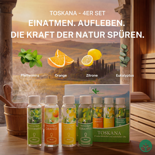 KK Saunaaufguss Set Toskana | Saunakonzentrat | 4 x 100 ml/Flasche