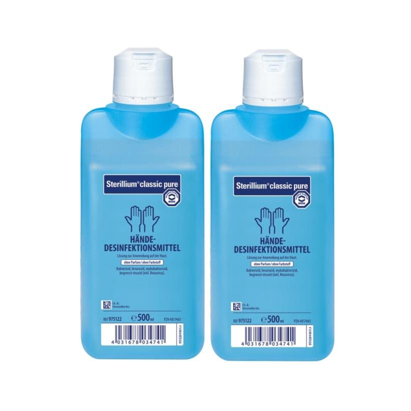 Sterillium classic pure | Parfümfreie Händedesinfektion | 2 x 500 ml Flasche