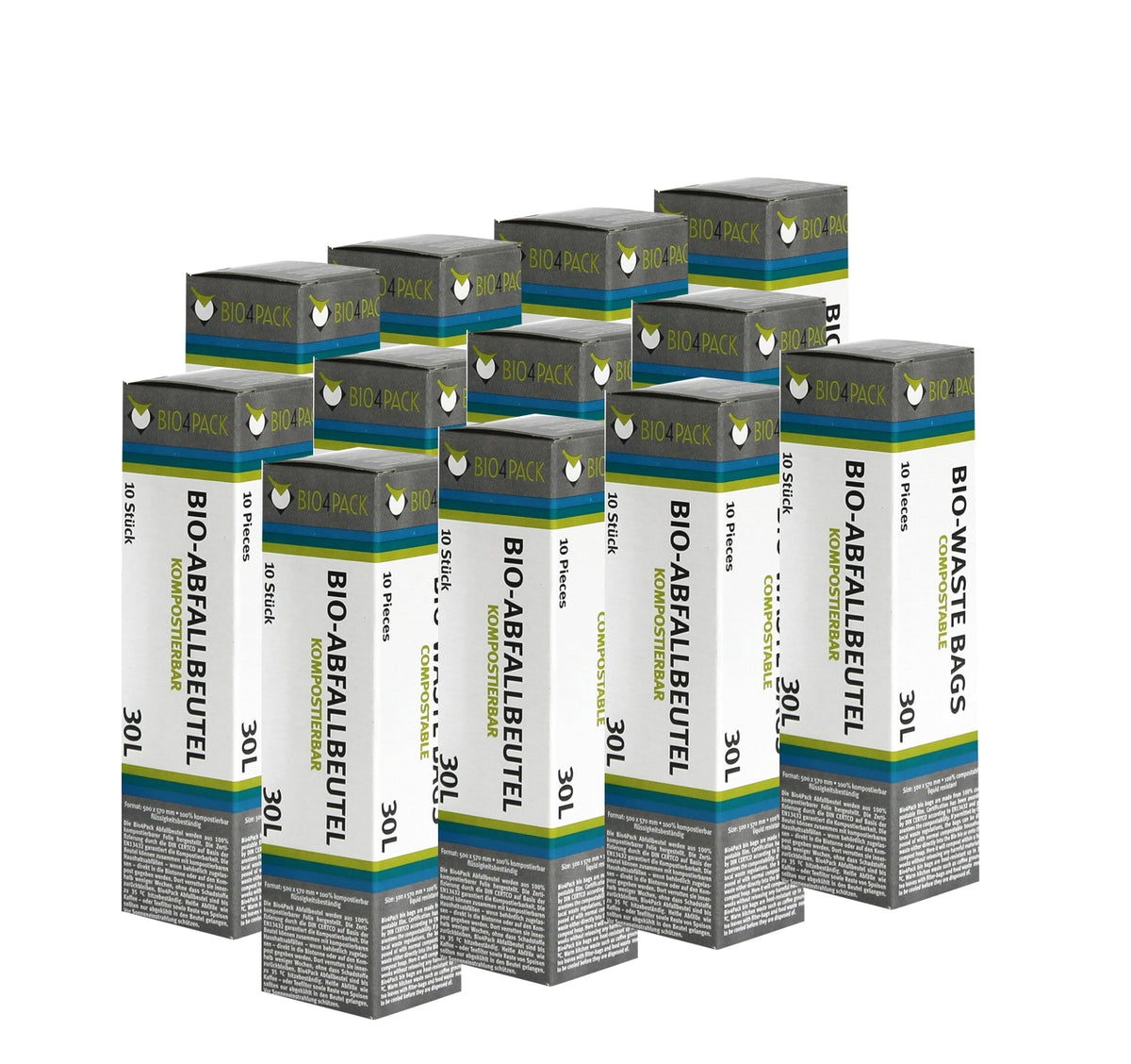 12x BIO4PACK Bio Abfallbeutel 30 Liter 10 Stück/Faltschachtel
