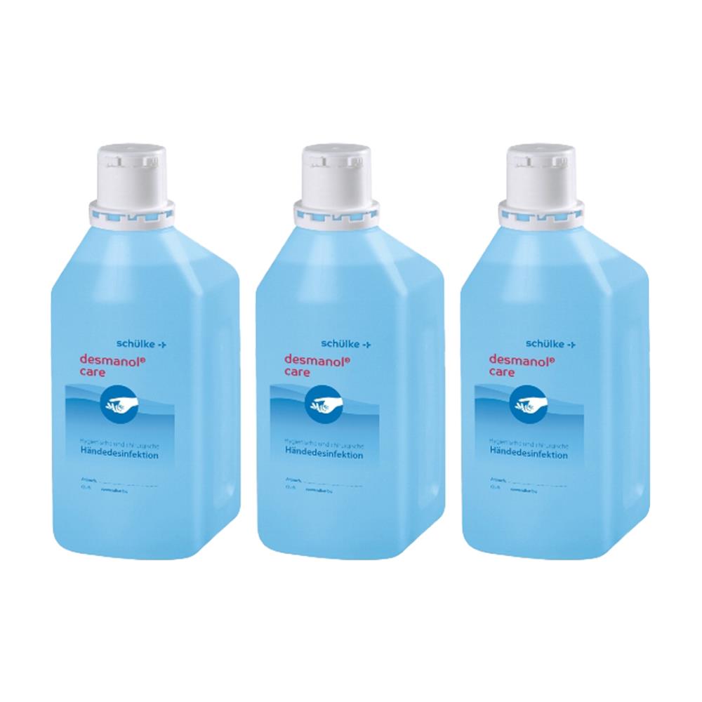 Schülke desmanol care | Alkoholische Händedesinfektion | 3 x 1 Liter Flasche
