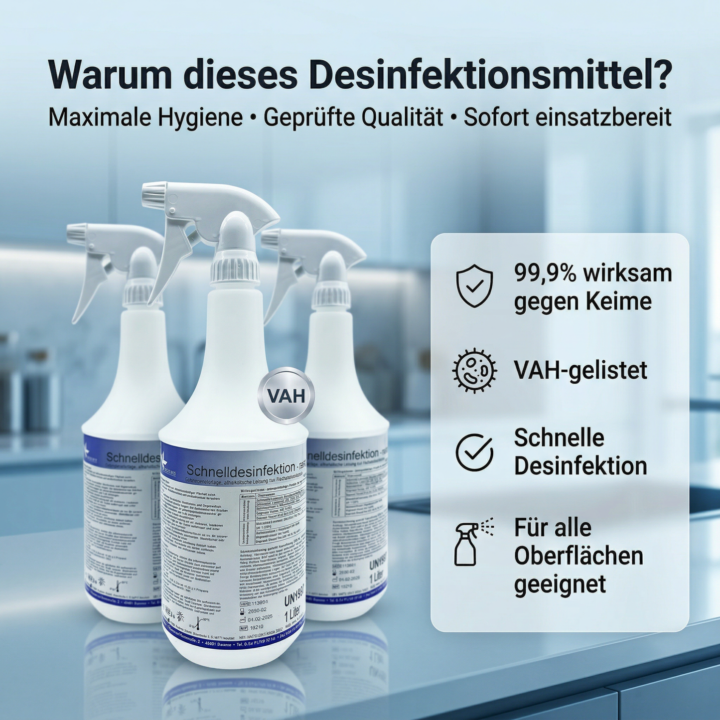 KK Schnelldesinfektion in praktischer Sprühflasche 3 x 1 Liter 3 Duftsorten