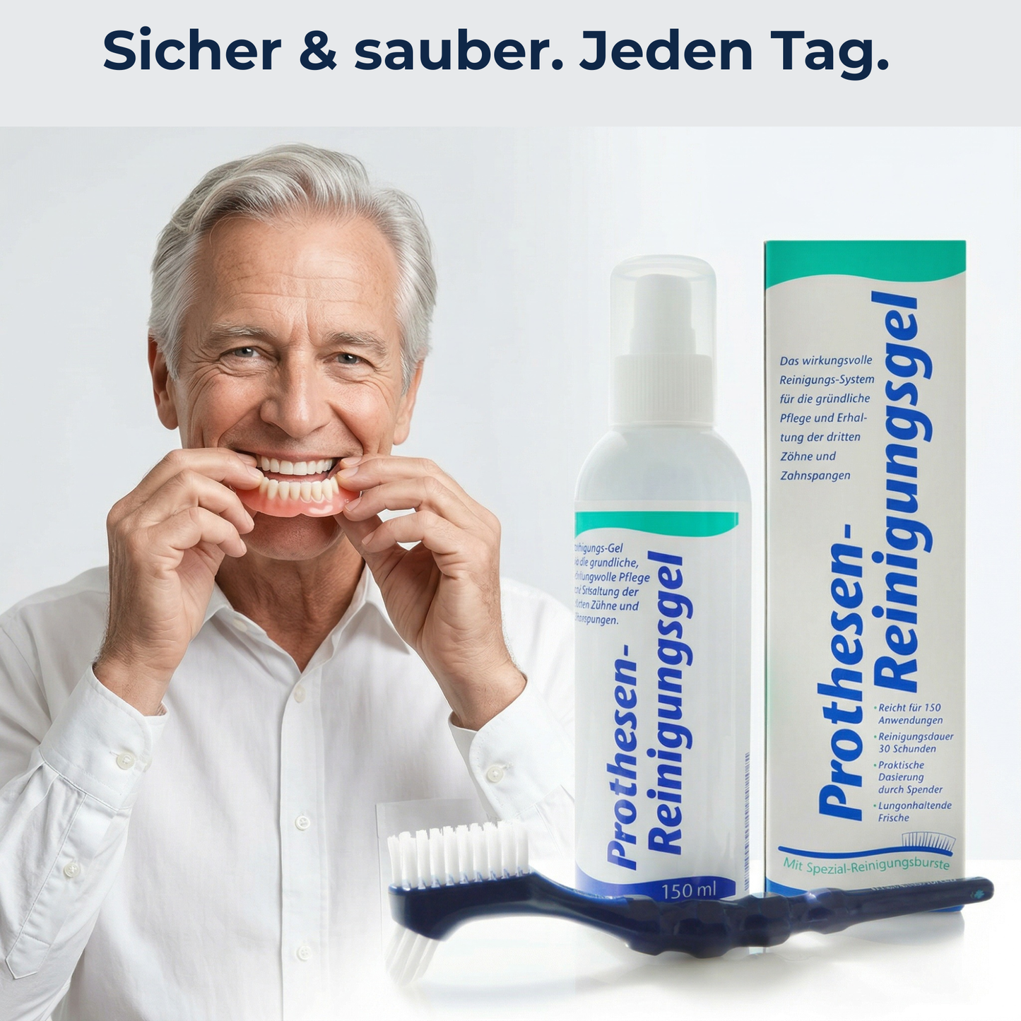 KK Prothesen-Reinigungsgel 150 ml Dosierflasche inkl. Reinigungsbürste