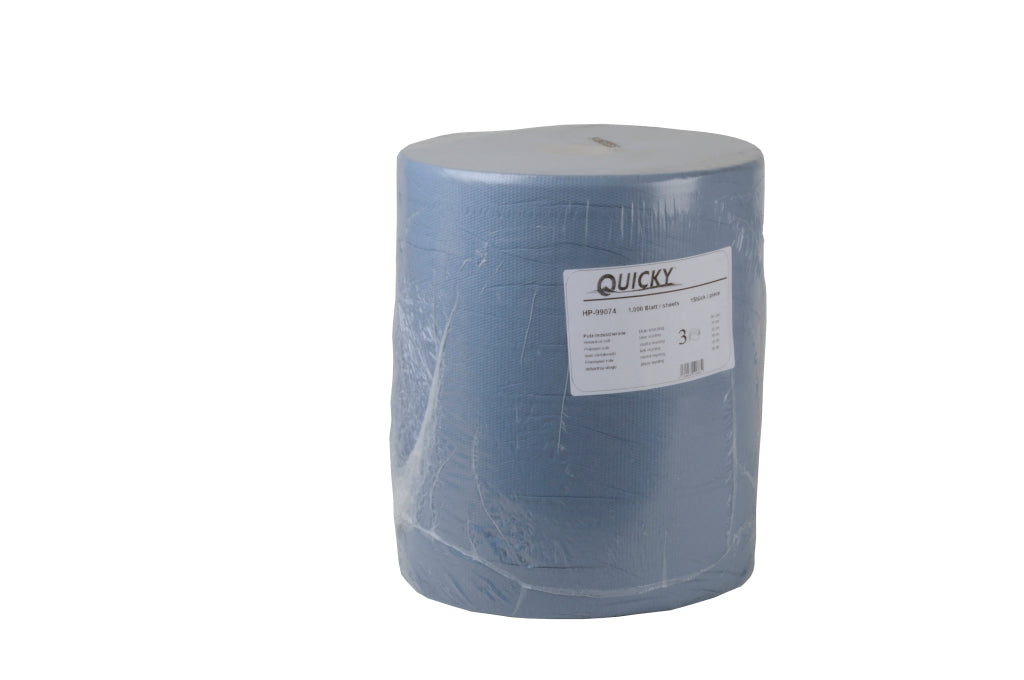 Industriepapierrolle | Blau | 3-lagig | 36 x 32 cm | 1000 Blatt | 1 Rolle