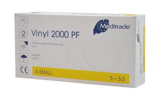 Meditrade Vinylhandschuhe VINYL 2000 PF 100 Stück/Box Gr. XS-XL