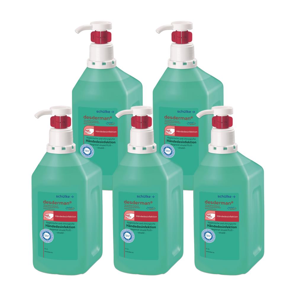 Schülke Desderman | 5 x 1000 ml Hyclick | Händedesinfektionsmittel | Desinfektionsmittel