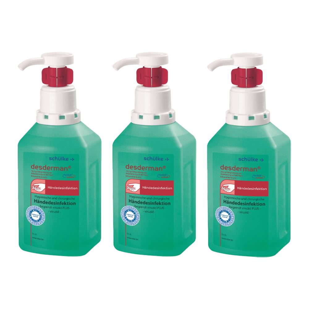 Schülke Desderman | 3 x 500 ml Hyclick | Händedesinfektionsmittel | Desinfektionsmittel