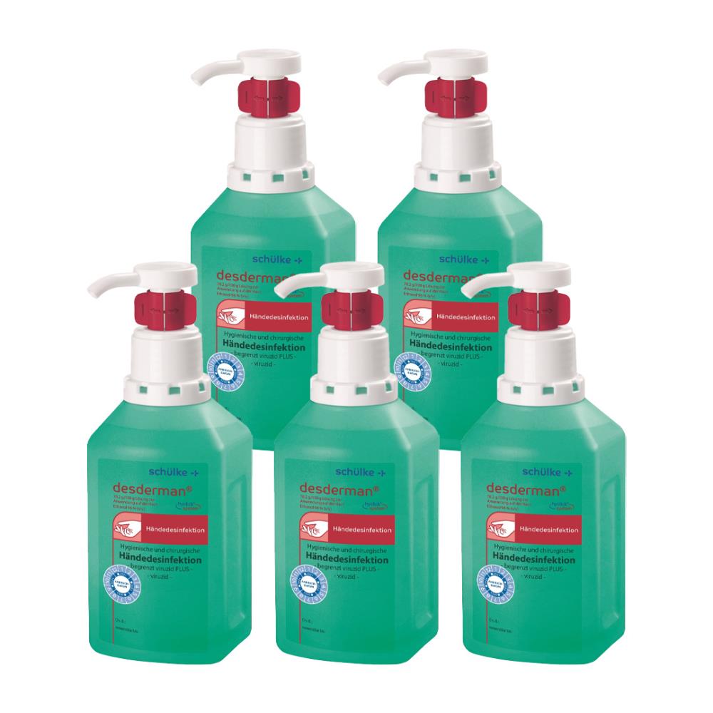 Schülke Desderman | 5 x 500 ml Hyclick | Händedesinfektionsmittel | Desinfektionsmittel mit integrie