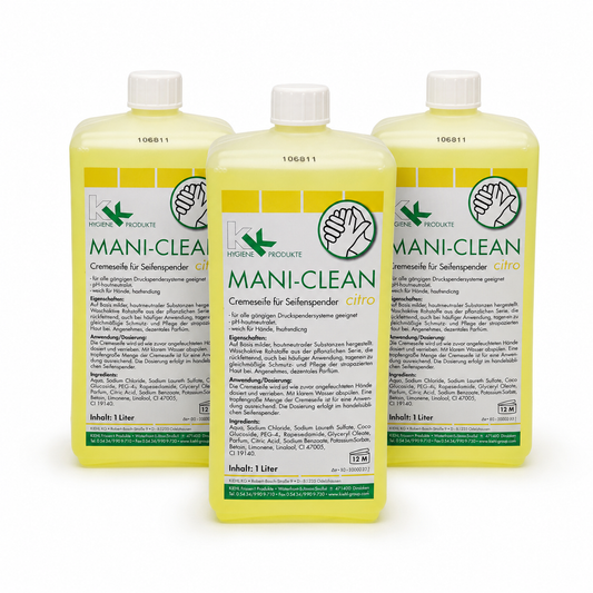 KK Mani-Clean Citro | Cremeseife | Seife | Handwaschseife | 3 x 1 Liter Euroflasche