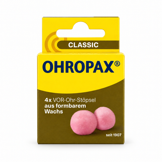 OHROPAX® Classic | Ohrstöpsel aus Wachs | Hängefaltschachtel mit 2 Dosen à 1 Paar