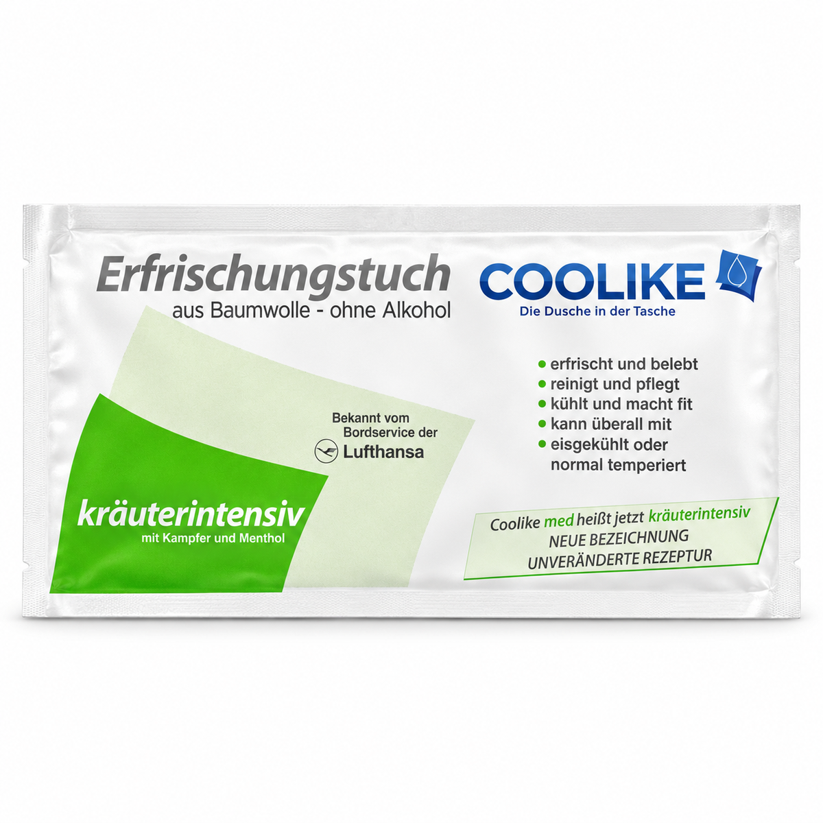 Erfrischungstuch aus Baumwolle ohne Alkohol vers. Varianten