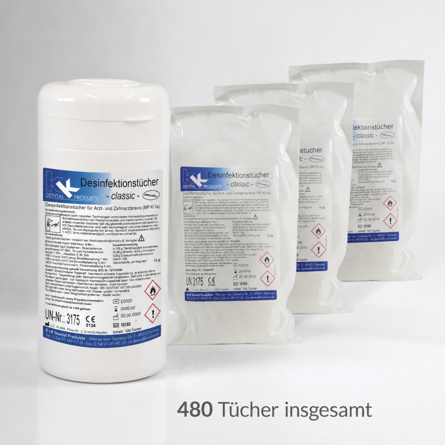 KK Desinfektionstücher 1 Dose mit 120 Tücher + 3 Nfb. 120 St. vers. Düfte