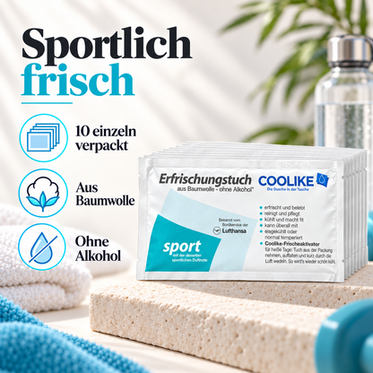 Erfrischungstücher aus weicher Baumwolle | 10 Stück | Die Dusche in der Tasche (Sport)