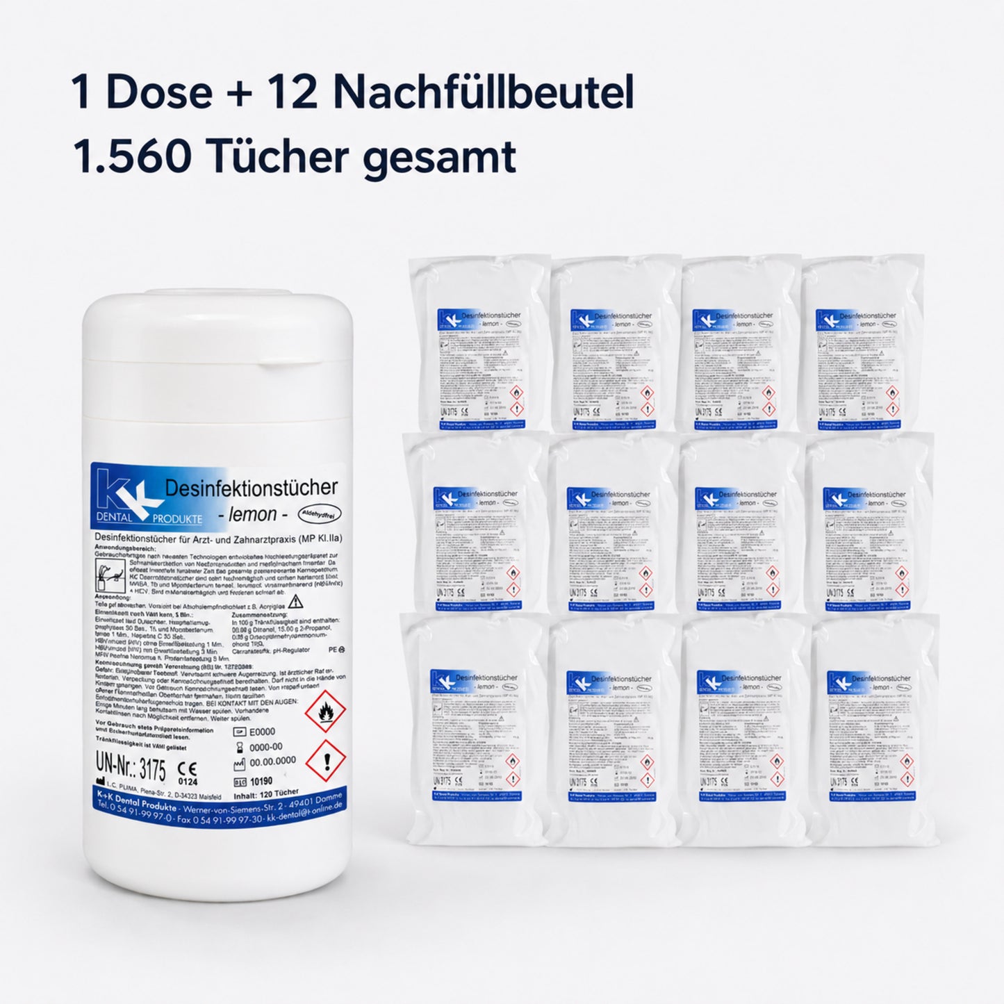 KK Desinfektionstücher 1 Dose mit 120 Tücher + 12 Nfb. 120 St. vers. Düfte