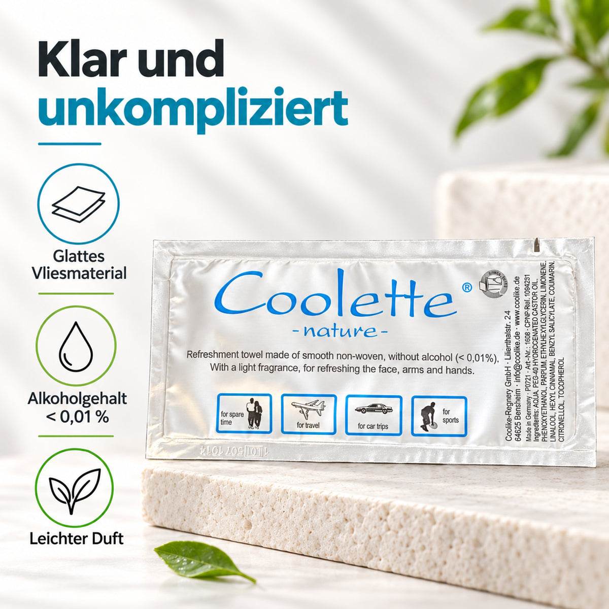 Erfrischungstuch Coolette® nature aus Vlies
