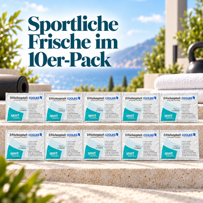 Erfrischungstücher aus weicher Baumwolle | 10 Stück | Die Dusche in der Tasche (Sport)