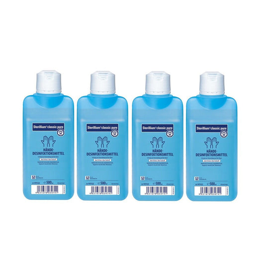 Sterillium classic pure | Parfümfreie Händedesinfektion | 4 x 500 ml Flasche
