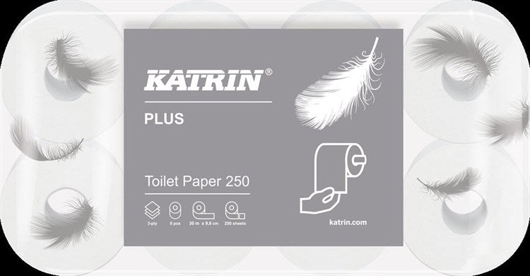Toilettenpapier | KATRIN Plus Toilet  | Hochweiss | 3-lagig | 48 Rollen/Beutel