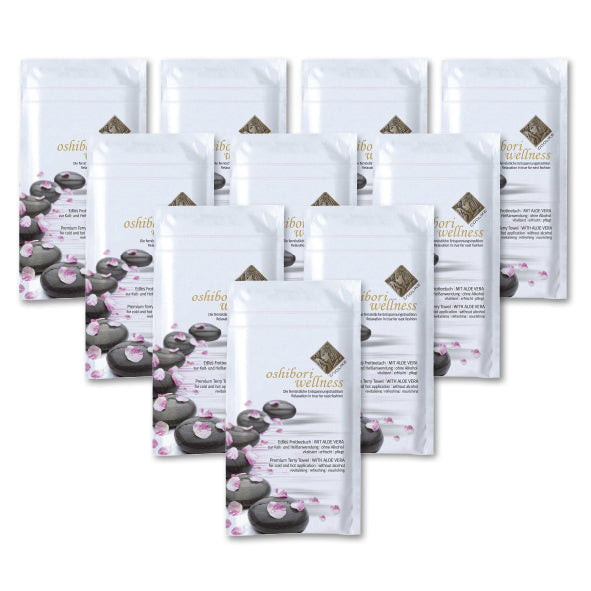 10x Oshibori Wellness Frotteetuch mit Aloe Vera Coolike