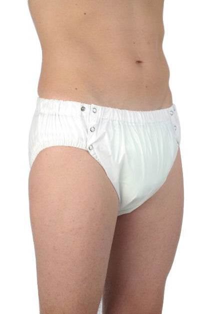 Suprima PVC Slip Herren Größen S-L Weiß Knöpfbar 1312