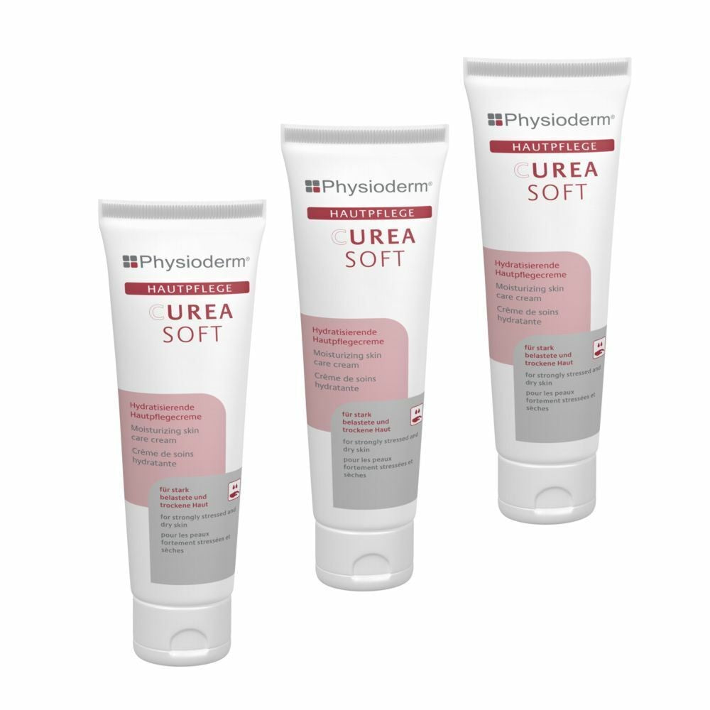 Physioderm® Curea Soft | Hautpflegecreme | Handcreme | Parfümiert | 3 x 100 ml Tube