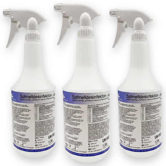 KK Schnelldesinfektion in praktischer Sprühflasche 3 x 1 Liter 3 Duftsorten
