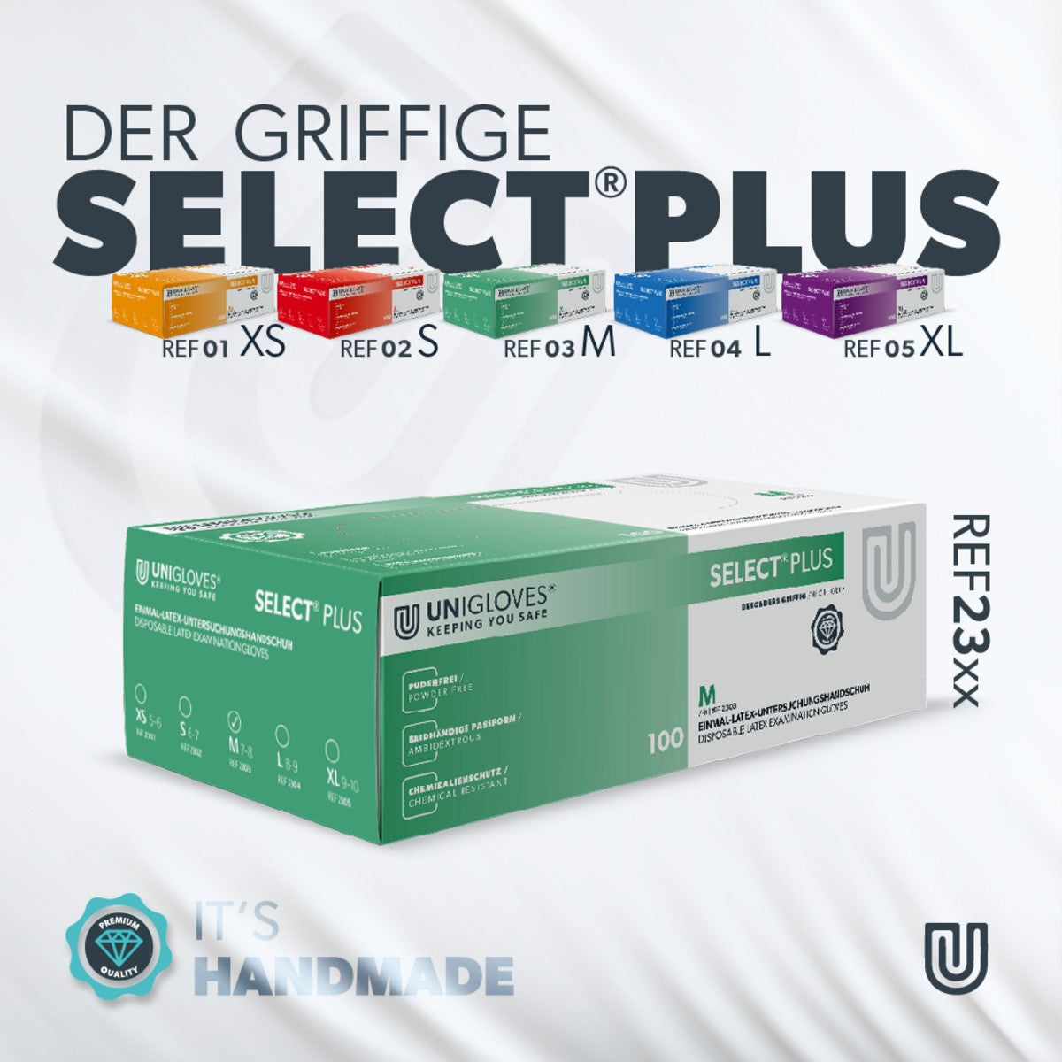 Unigloves Select Plus Latexhandschuhe XS - XL 100 Stück/Box
