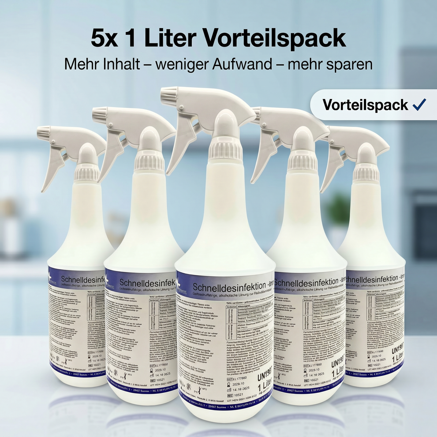 KK Schnelldesinfektion in praktischer Sprühflasche 5 x 1 Liter 3 Duftsorten