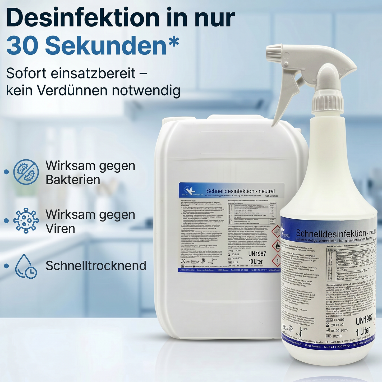 KK Schnelldesinfektion 1 Liter Sprühflasche vers. Düfte inkl. Sprühkopf