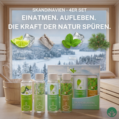 KK Saunaaufguss Set Skandinavien | Saunakonzentrat | 4 x 100 ml/Flasche