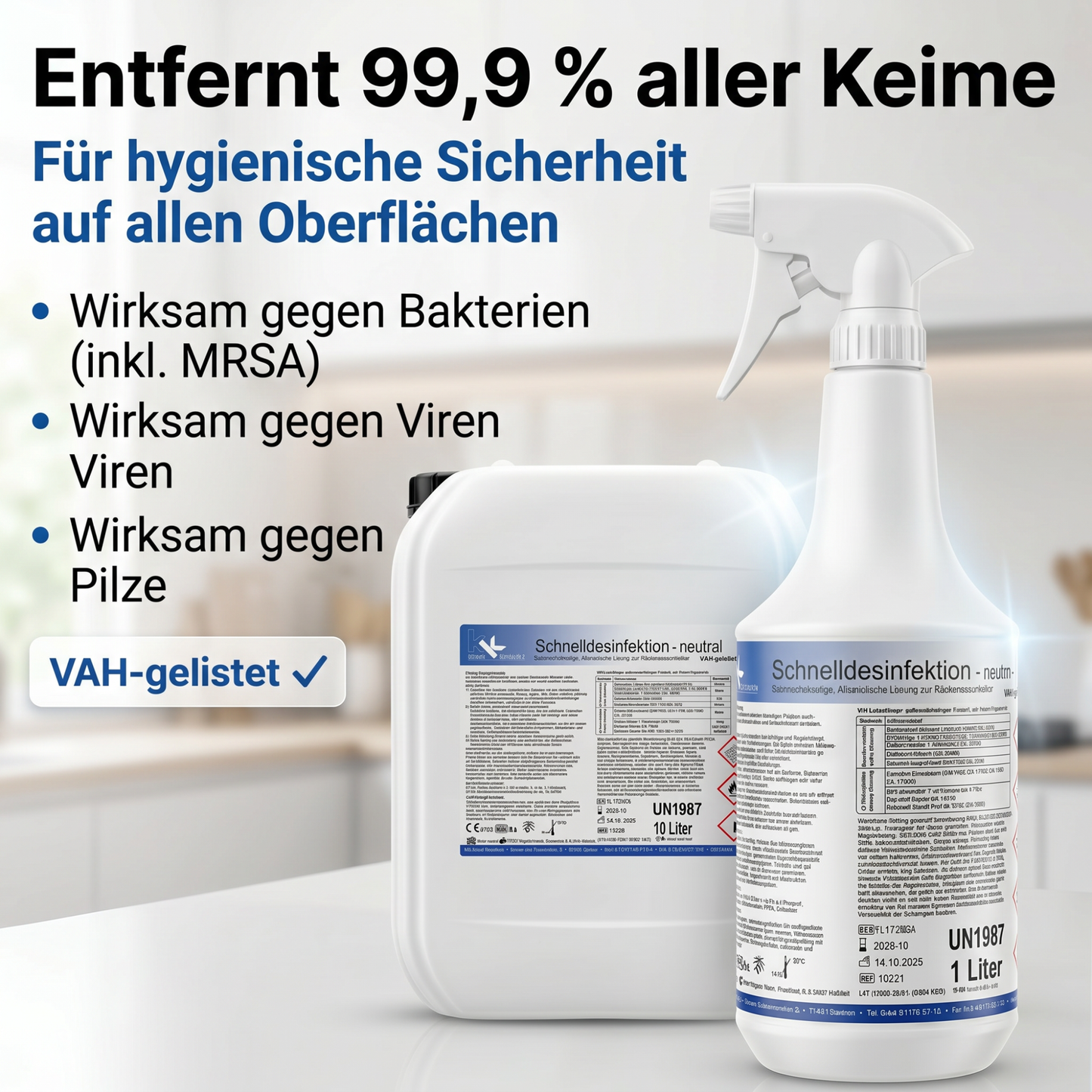 KK Schnelldesinfektion 1 Liter Sprühflasche vers. Düfte inkl. Sprühkopf