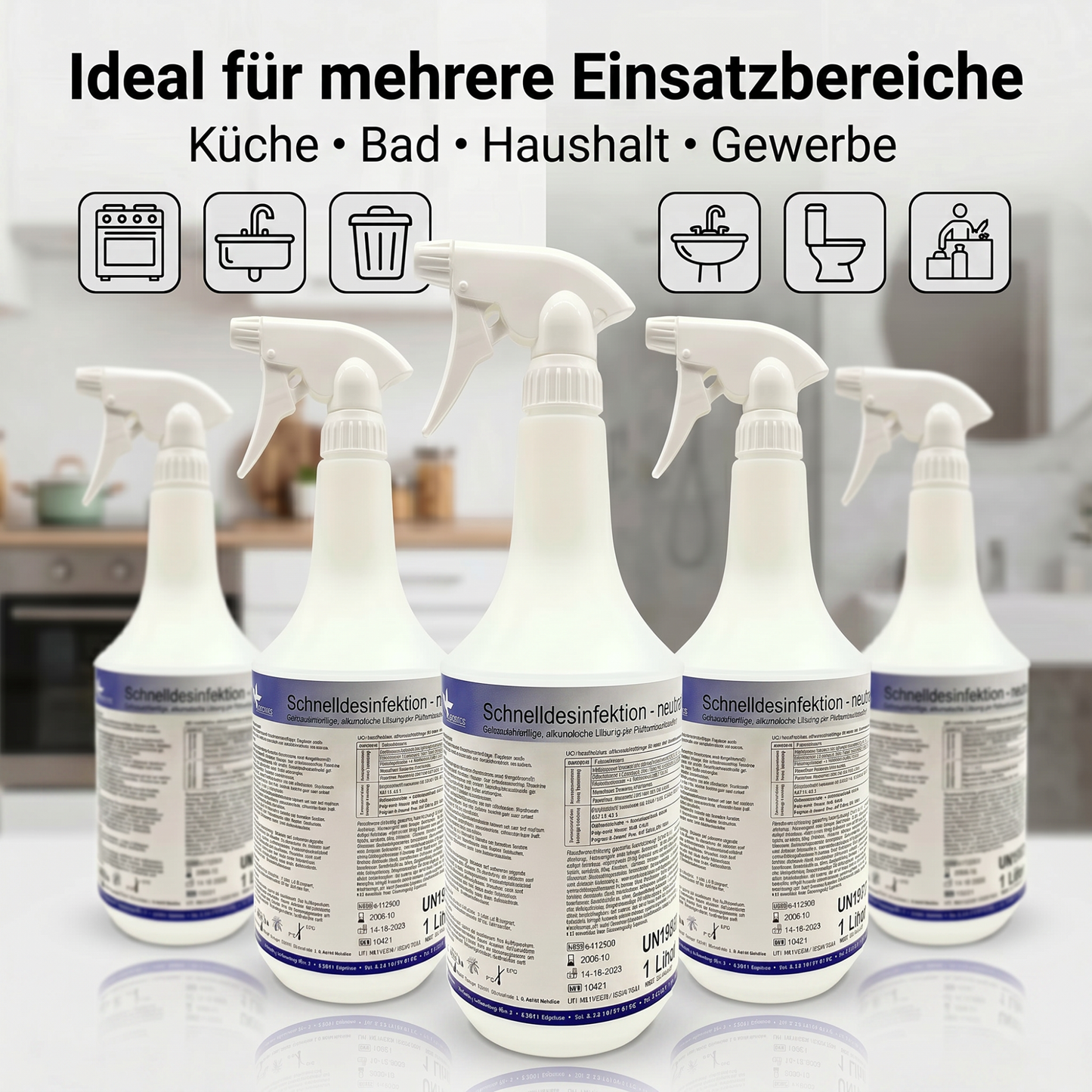 KK Schnelldesinfektion in praktischer Sprühflasche 5 x 1 Liter 3 Duftsorten
