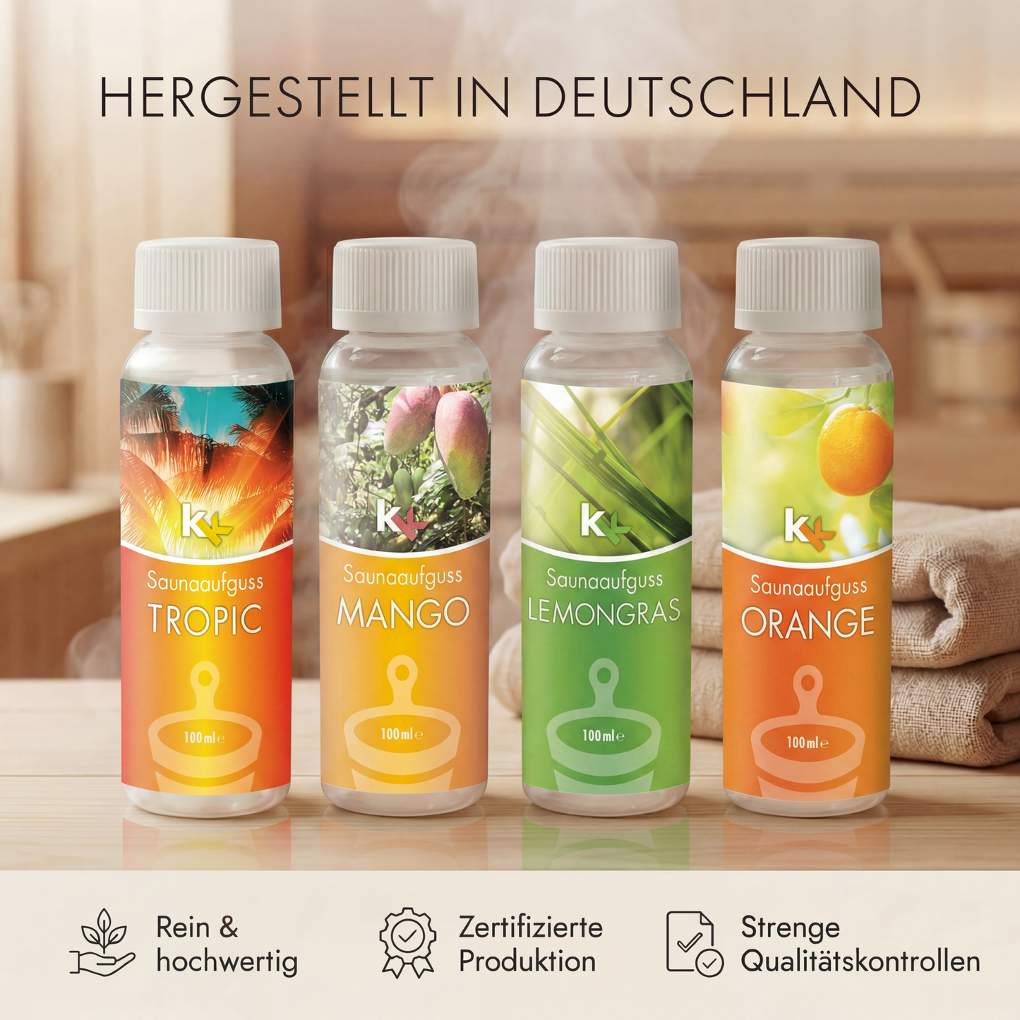 KK Saunaaufguss Set Karibik | Saunakonzentrat | 4 x 100 ml/Flasche