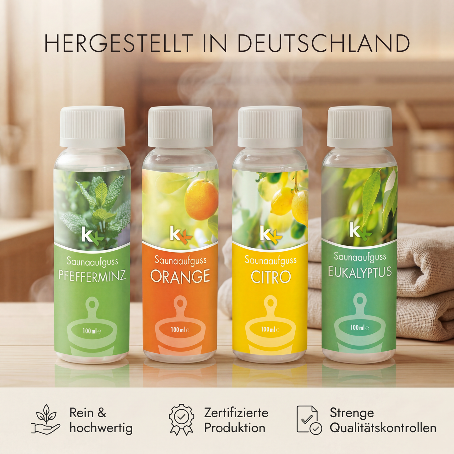 KK Saunaaufguss Set Toskana | Saunakonzentrat | 4 x 100 ml/Flasche