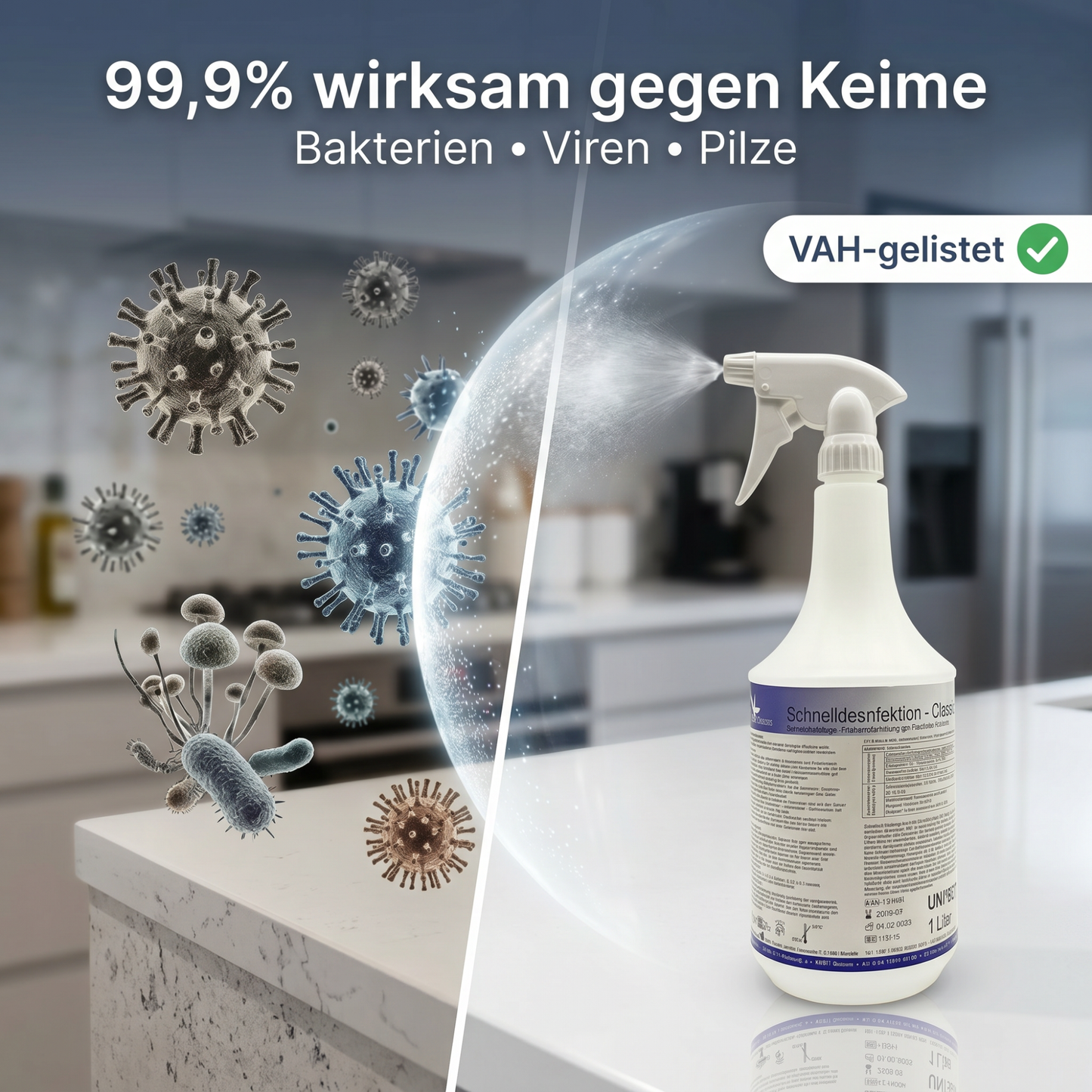 KK Schnelldesinfektion in praktischer Sprühflasche 3 x 1 Liter 3 Duftsorten