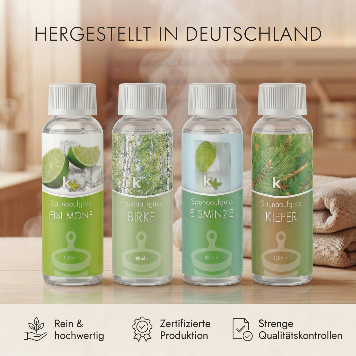 KK Saunaaufguss Set Skandinavien | Saunakonzentrat | 4 x 100 ml/Flasche