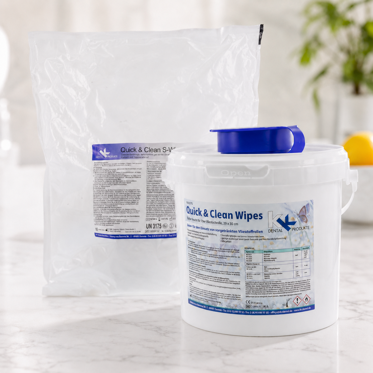 KK Quick & Clean alkoholische S-Wipes ready to use Refillbeutel + Spendereimer