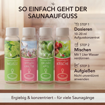 KK Saunaaufguss Set Altes Land | Saunakonzentrat | 4 x 100 ml/Flasche