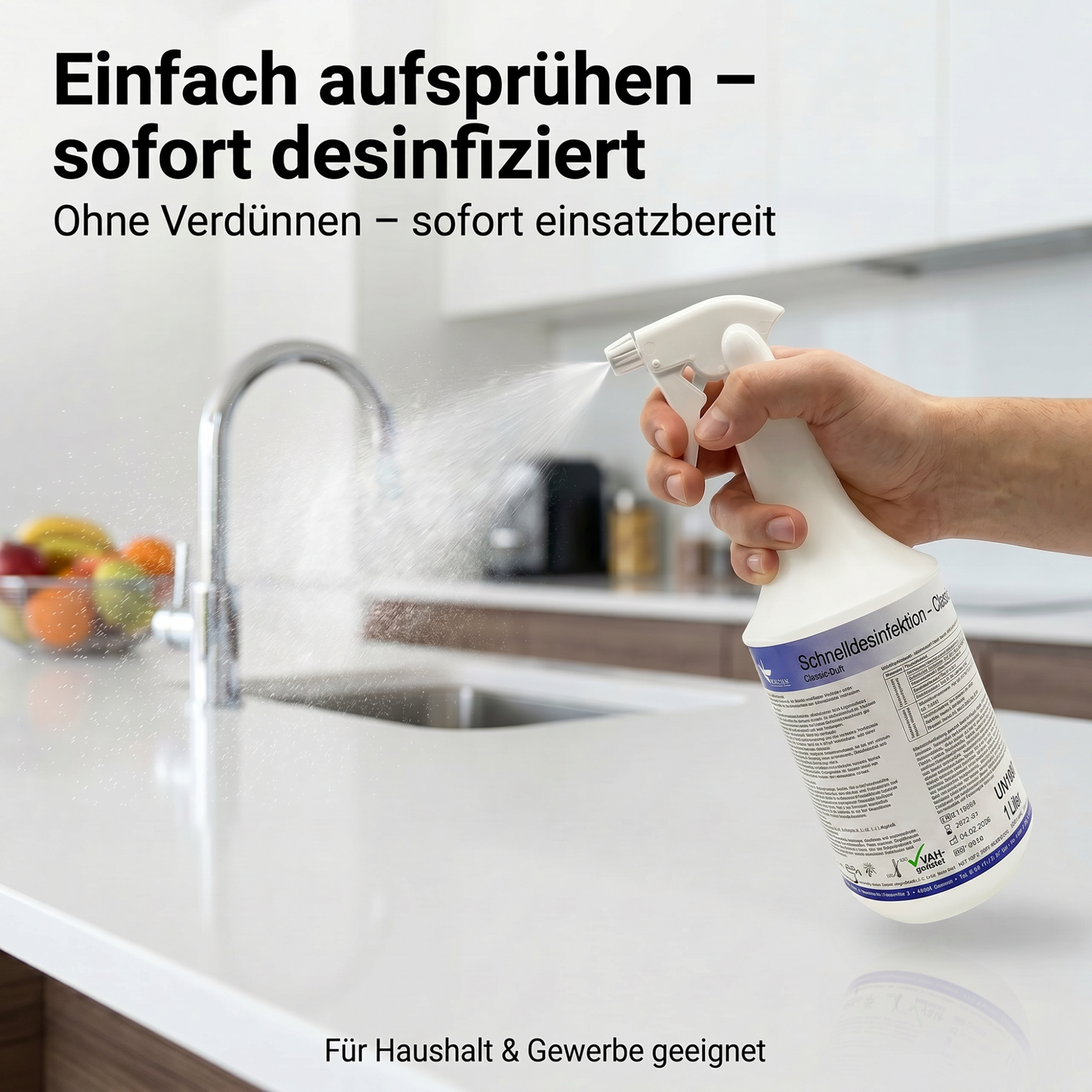 KK Schnelldesinfektion in praktischer Sprühflasche 3 x 1 Liter 3 Duftsorten