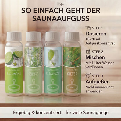KK Saunaaufguss Set Skandinavien | Saunakonzentrat | 4 x 100 ml/Flasche