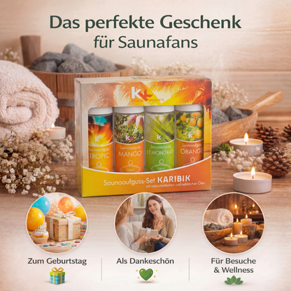 KK Saunaaufguss Set Karibik | Saunakonzentrat | 4 x 100 ml/Flasche