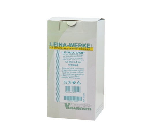 Mullkompressen | 12-fach | unsteril | 7,5 x 7,5 cm | weiß | 100 Stück/ Anstaltspackung