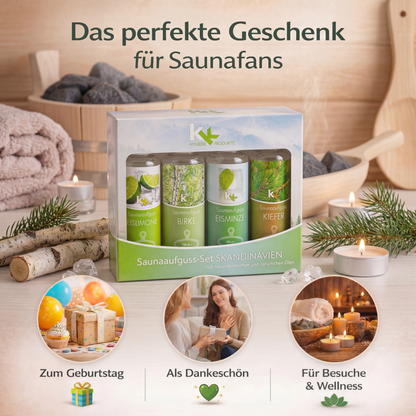 KK Saunaaufguss Set Skandinavien | Saunakonzentrat | 4 x 100 ml/Flasche