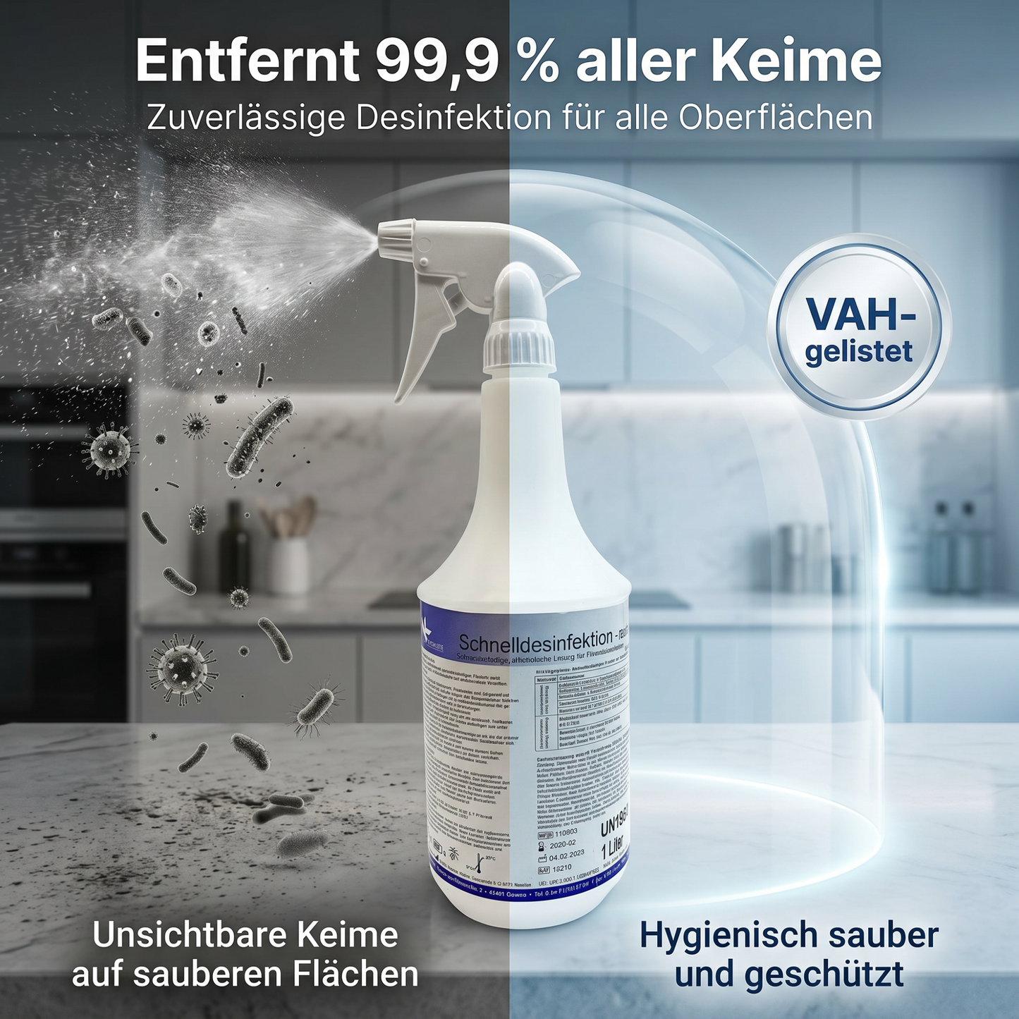 KK Schnelldesinfektion 1 Liter Sprühflasche vers. Düfte inkl. Sprühkopf