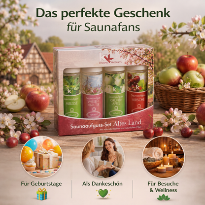 KK Saunaaufguss Set Altes Land | Saunakonzentrat | 4 x 100 ml/Flasche