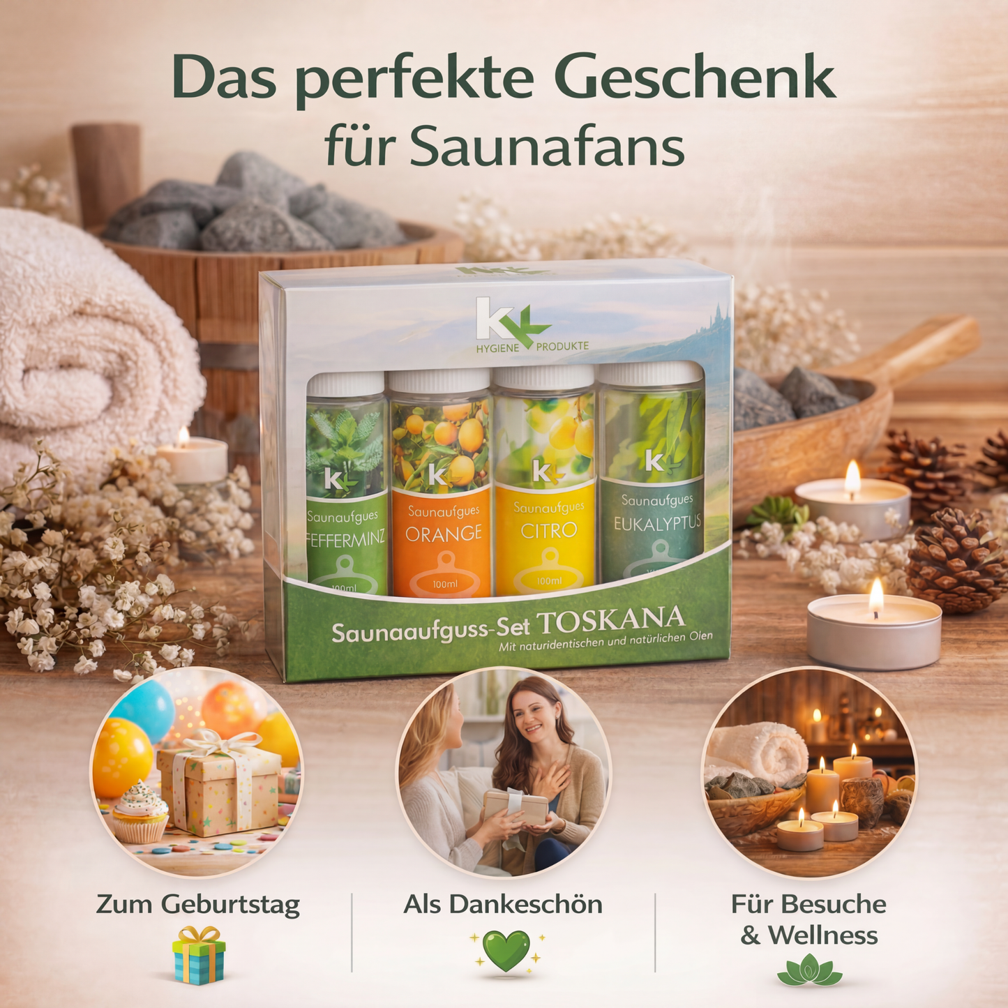 KK Saunaaufguss Set Toskana | Saunakonzentrat | 4 x 100 ml/Flasche