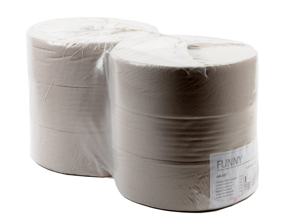 Jumbo Toilettenpapier | Natur | ca. Ø 28 cm | 1-lagig | 6 Rollen/Beutel | AG-027